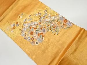 幔幕に草花・古典柄模様織出し名古屋帯